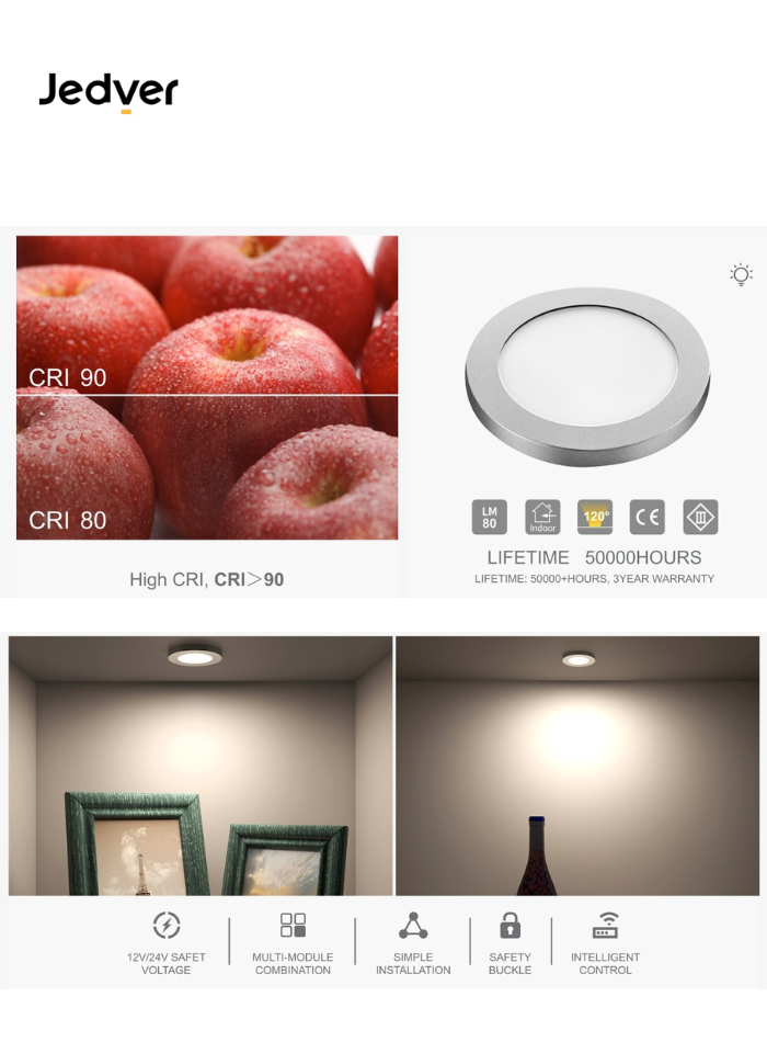 Ultra-Thin LED Cabinet Light – 2.5W, 12V, Surface Mounted, 4000K, Silver Finish