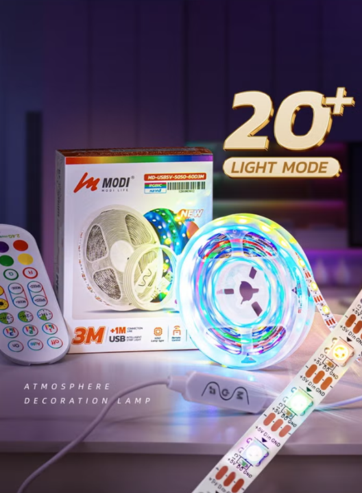 Color-changing RGB LED strip light with remote control and music sync for rooms in Kuwait
