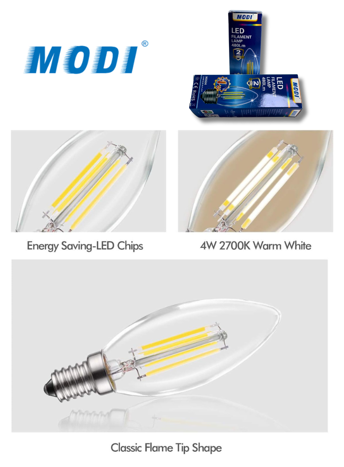 MODI E14 Candle Bulb Led Lamp, (Pack of 10)