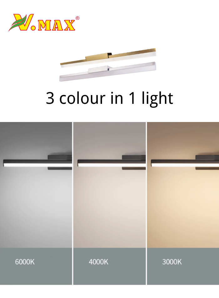 Vmax Modern LED Bathroom Mirror Light 3 Colour In 1