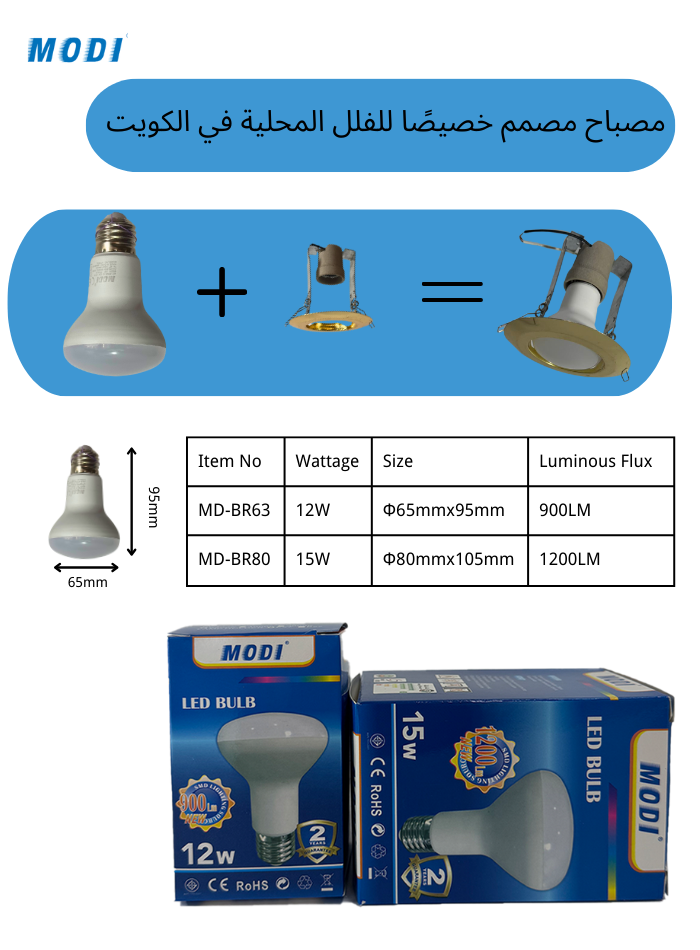 MODI LED Lamp, E27 Bulb, Design For Villa Downlight (pack of 10)