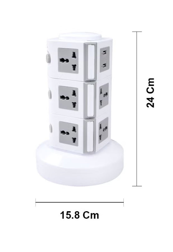 MODI Vertical Power Socket Outlet  with 2 USB Ports