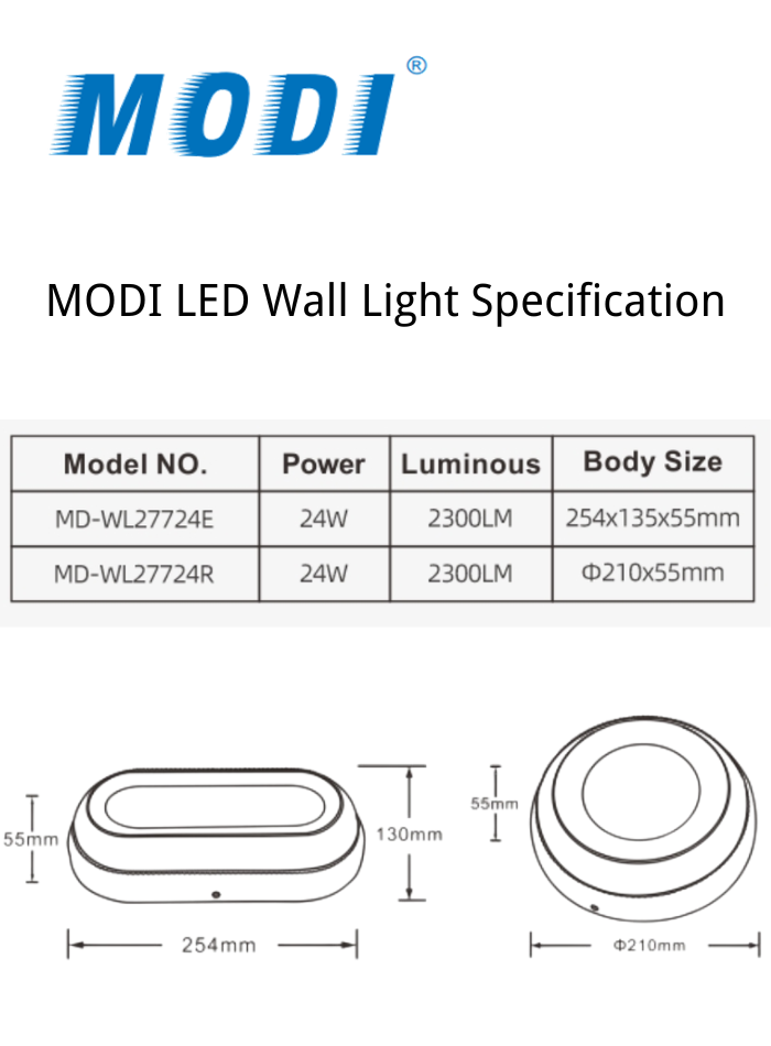 Modi LED Wall Light, Downlight