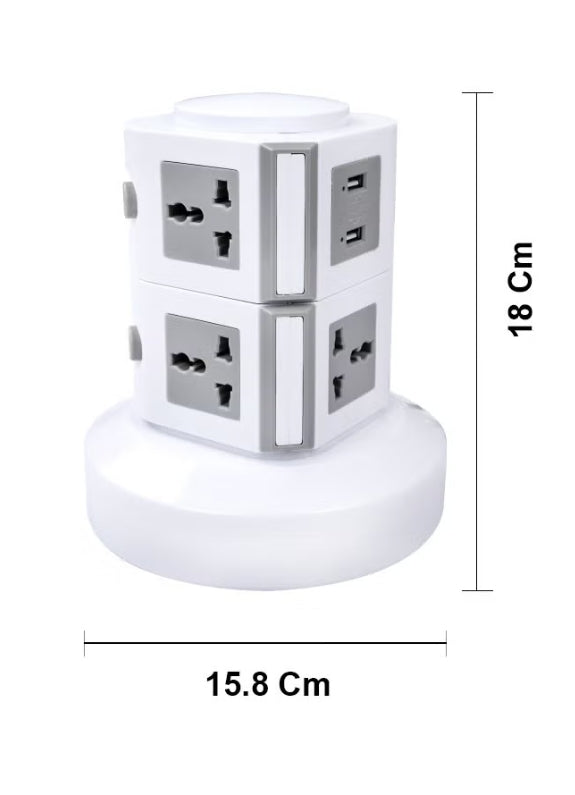 MODI Vertical Power Socket Outlet  with 2 USB Ports