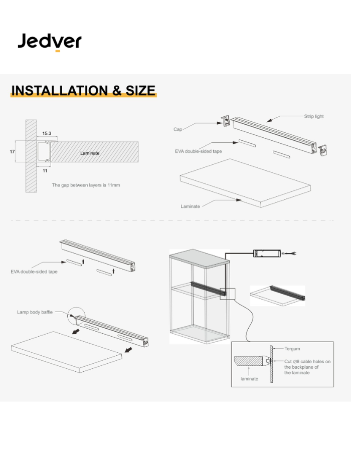 Premium Dimmable LED Cabinet Light , Soft Glare-Free Lighting for Modern Villas，2M