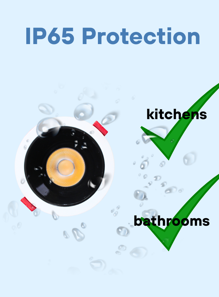 IP65 Waterproof Anti-Glare Recessed  LED Spotlight for Bathroom & Kitchen
