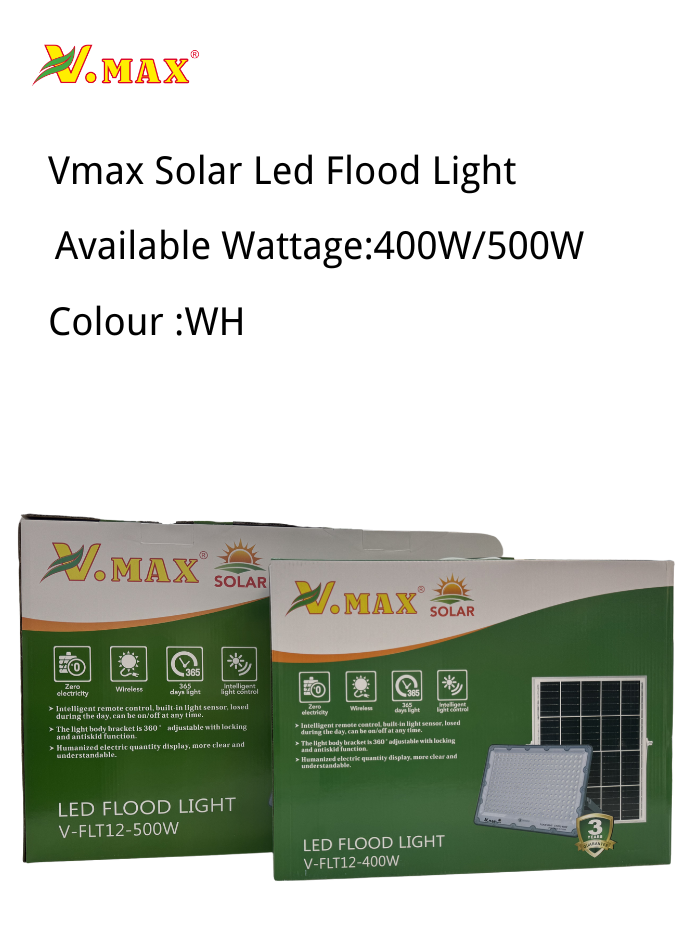 Vmax Led Flood Light, Solar Light, Solar Project Light 500W WH