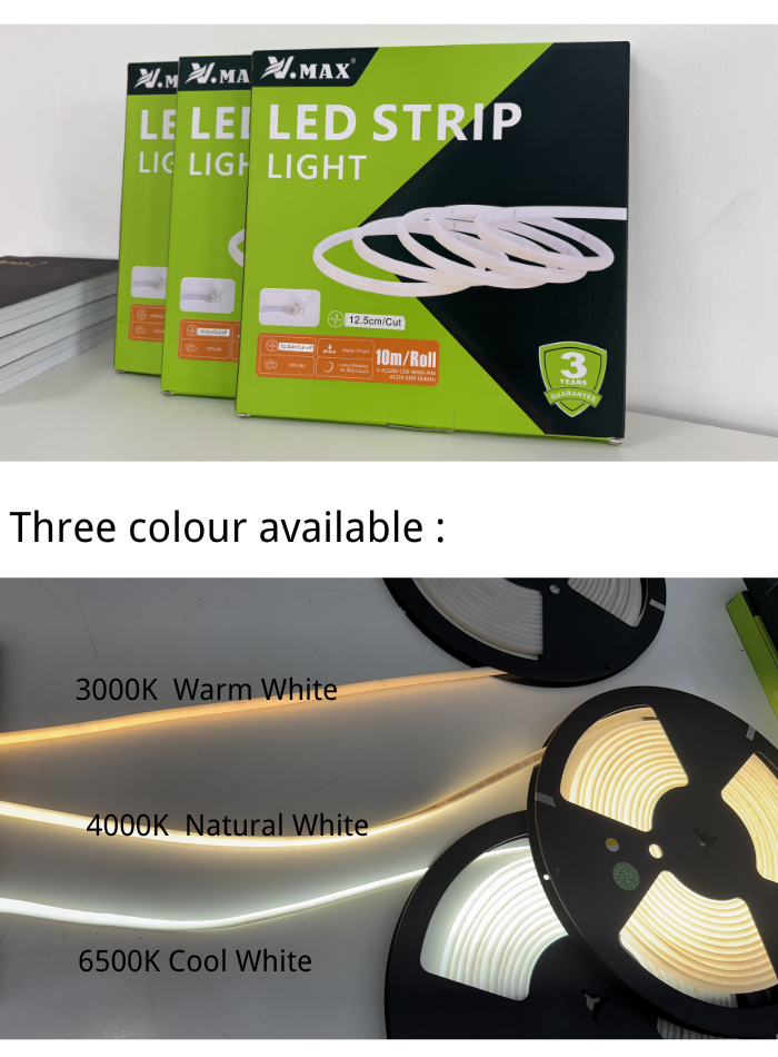 COB LED Strip Light for Indoor & Semi-Outdoor Use，10M/Roll/Package