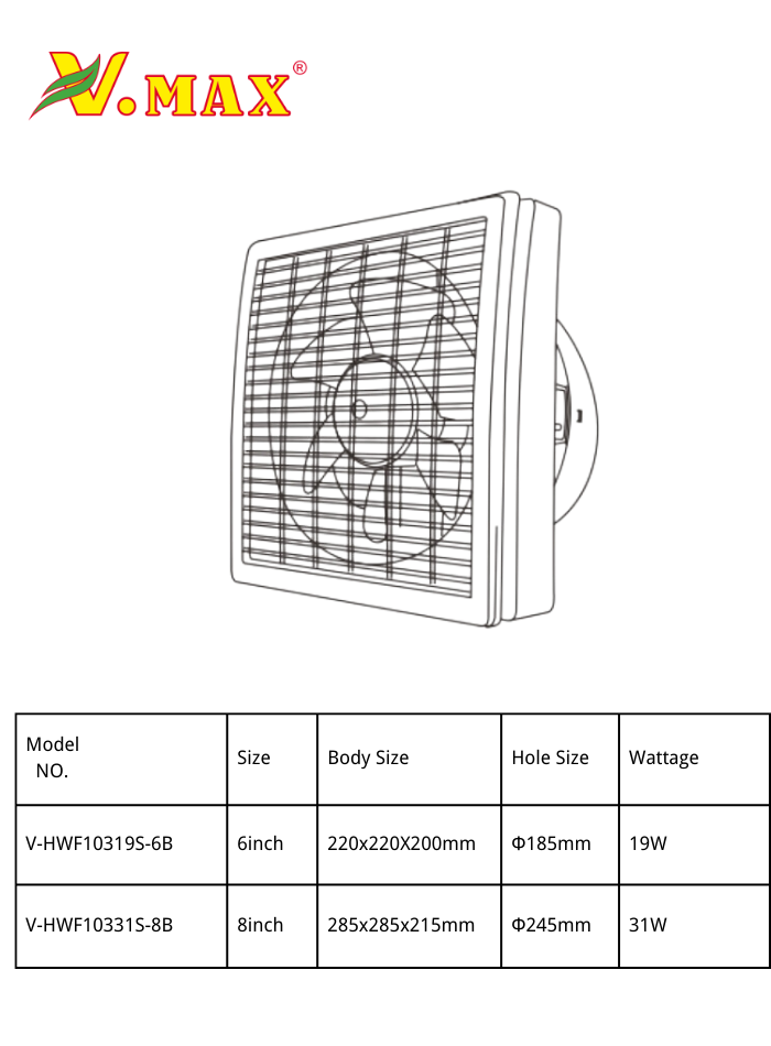 VMAX Ventilating Fan，Exhaust fan For Bathroom,,Kitchen Extractor Fan，6inch/8inch