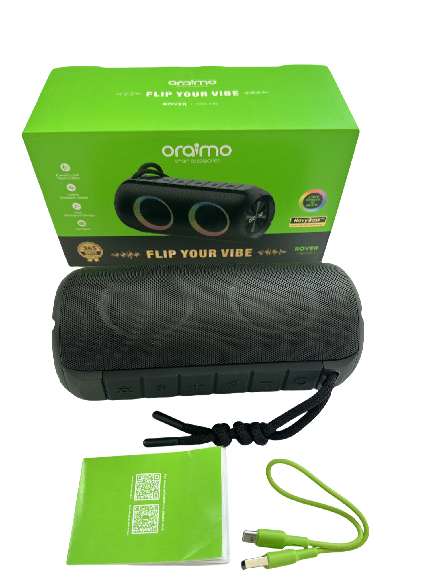 Oraimo, Rover OBS-53D, RGB Portable Wireless Speaker - Black