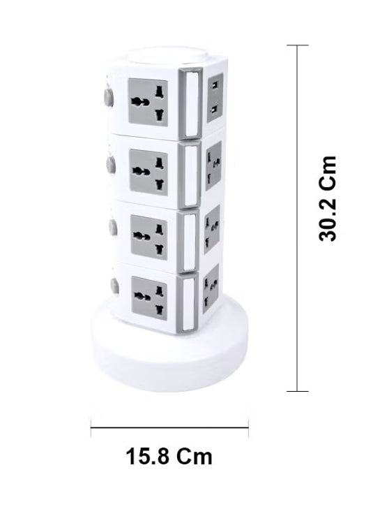 MODI Vertical Power Socket Outlet  with 2 USB Ports