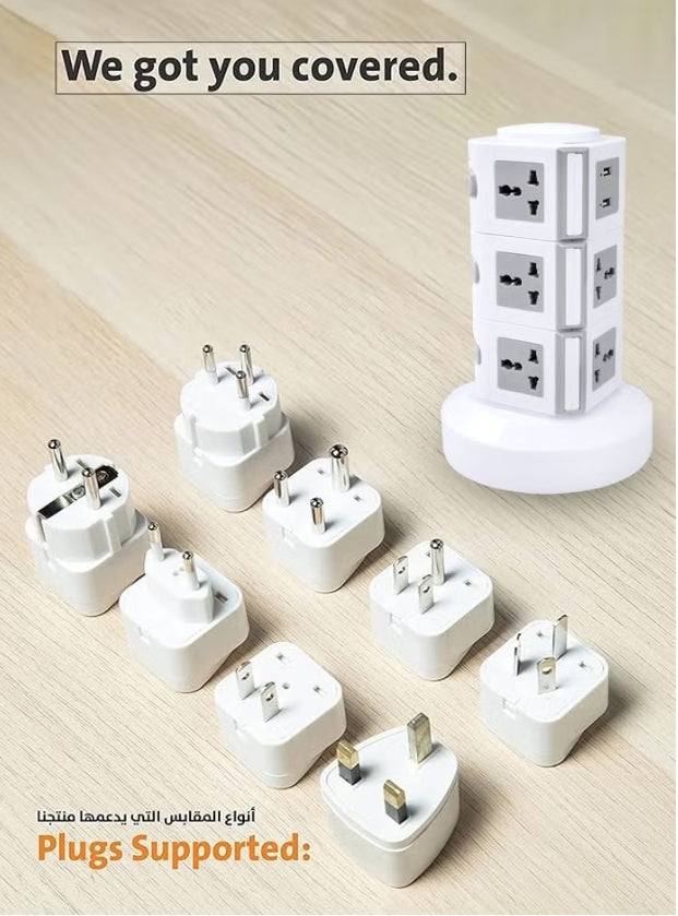 MODI Vertical Power Socket Outlet  with 2 USB Ports