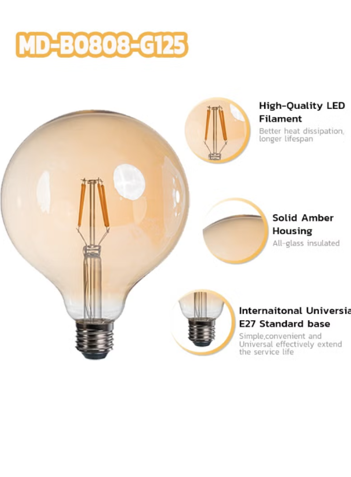 MODI G125 LED Bulb, Globe Light Bulbs,E27 Lamp,Warm Yellow Colour,1 piece