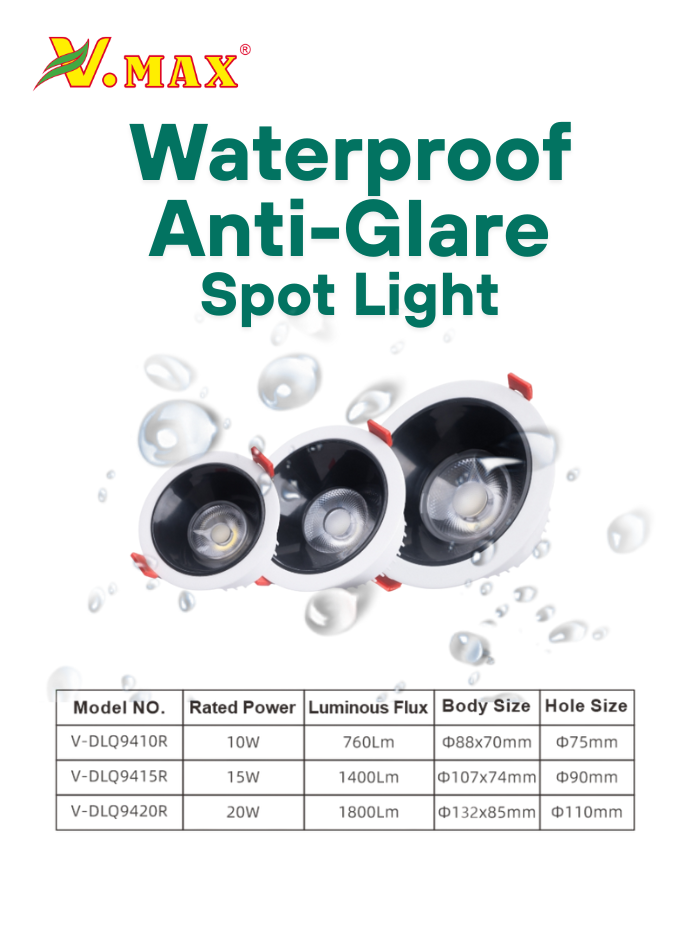 IP65 waterproof anti-glare LED spotlight  for bathroom and kitchen ceilings