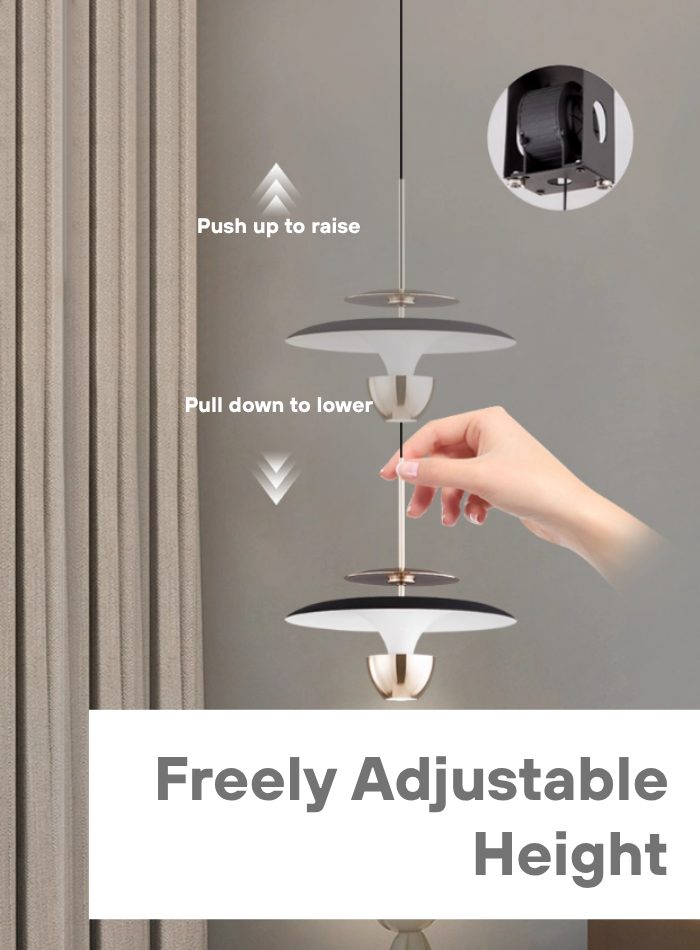 Modern pendant light with 2-meter adjustable height – ideal for bedrooms and dining areas