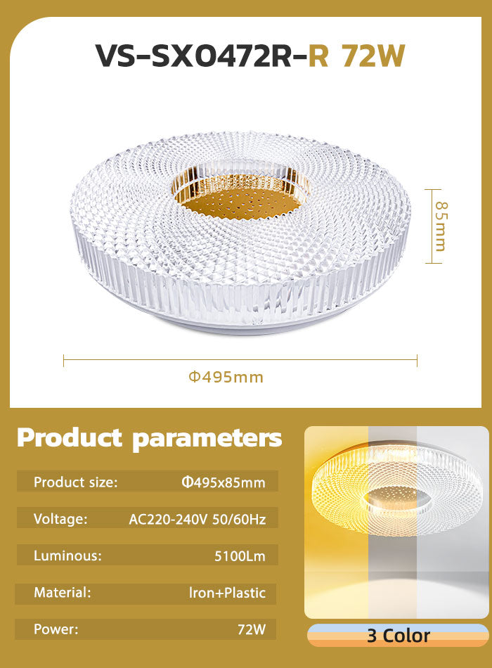 Modern smart ceiling light with remote control and mobile app for bedroom and living room
