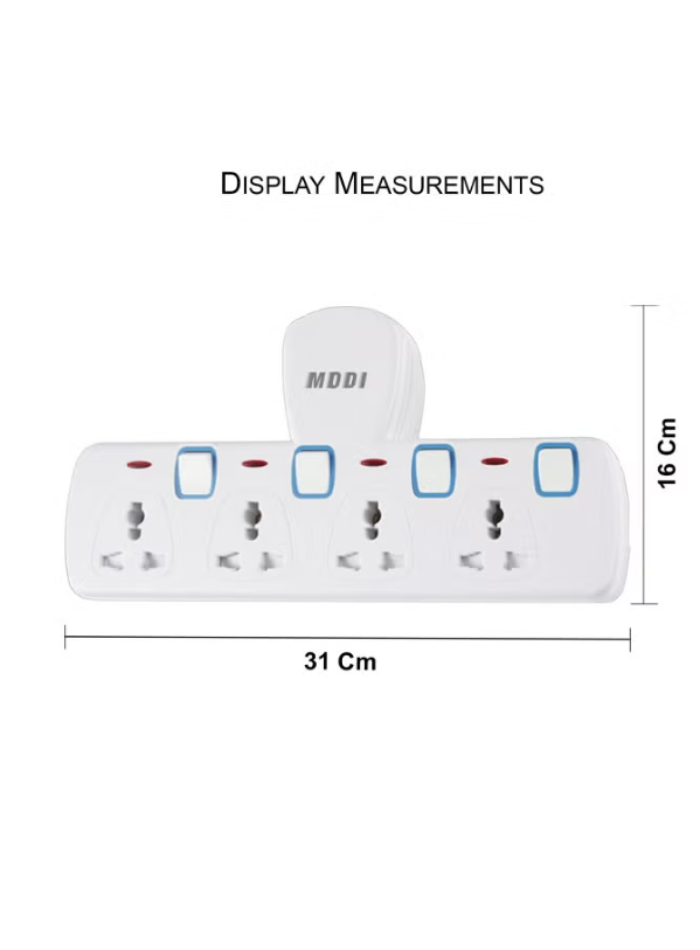 Multi Plug Power Extension Adapter 4 Way Universal Wall Socket UK 3 Pin Socket For Home Office And Kitchen