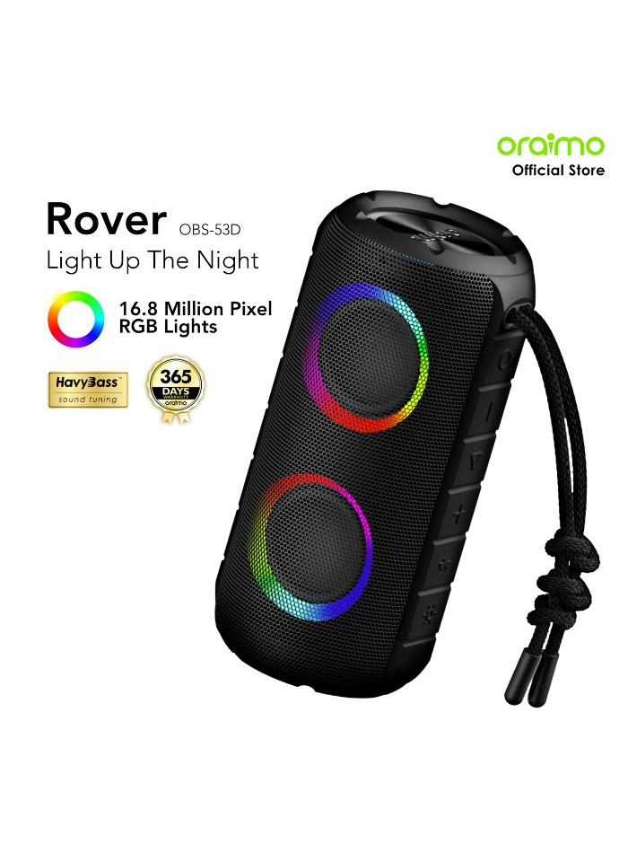 Oraimo, Rover OBS-53D, RGB Portable Wireless Speaker - Black