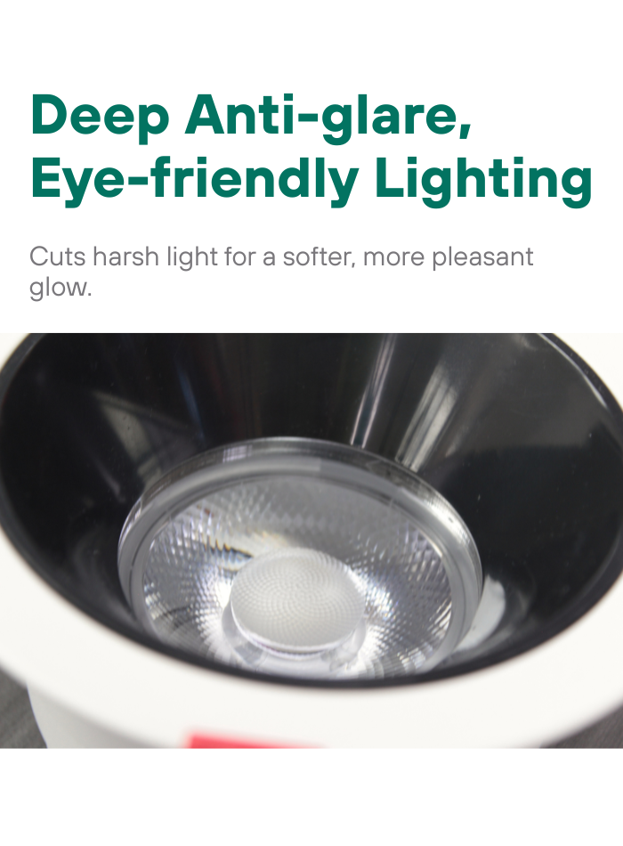 Recessed waterproof LED spotlight with anti-glare design for indoor lighting